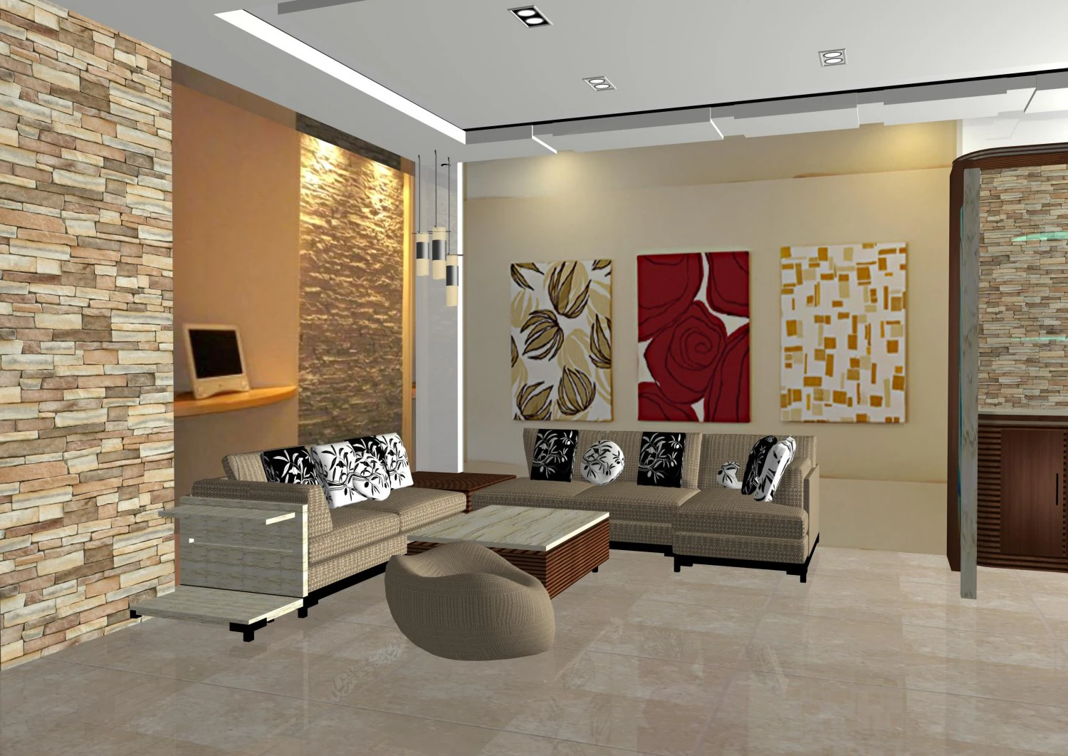 living room 3D Model .c4d .max .obj .3ds .fbx .stl .blend 