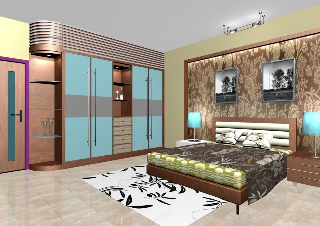 bedroom 3D Модель .c4d .max .obj .3ds .fbx .stl .blend 