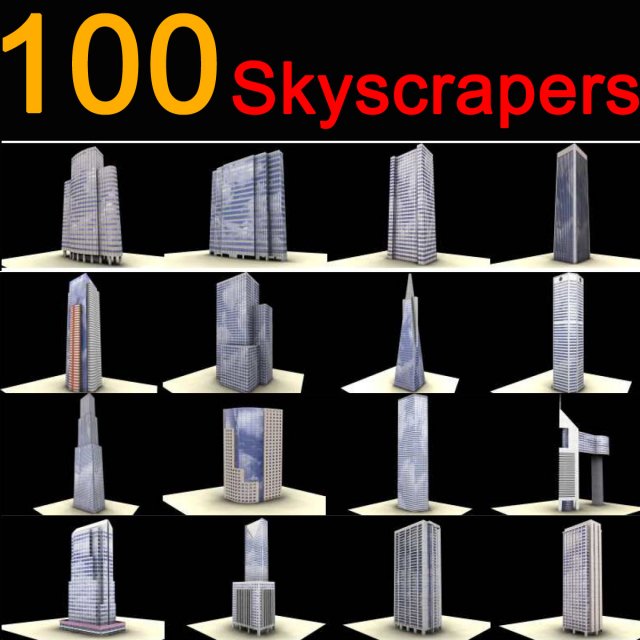 100 skyscrapers 3D Model .c4d .max .obj .3ds .fbx .stl .blend 