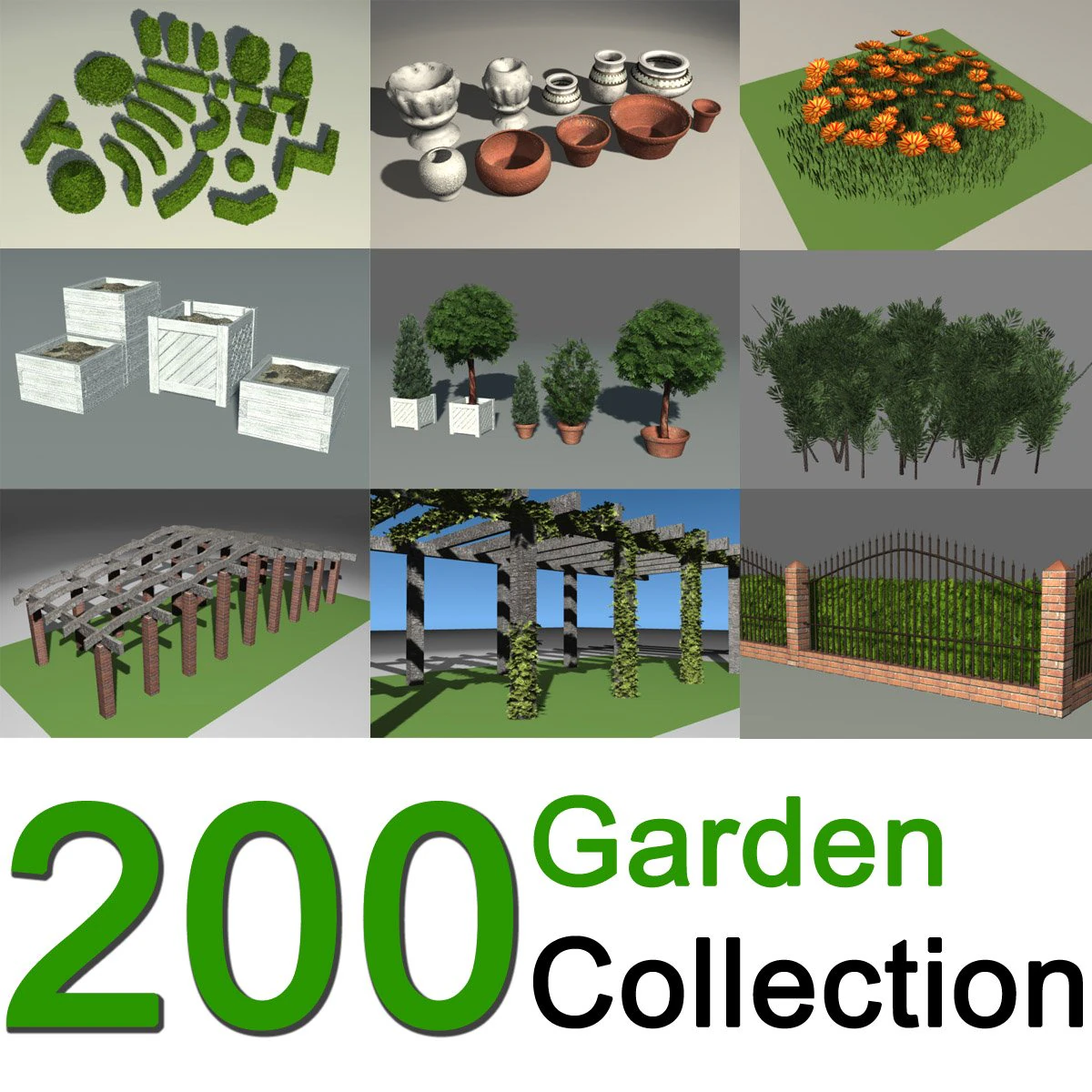 Gartensammlung 3D Modell .c4d .max .obj .3ds .fbx .stl .blend 