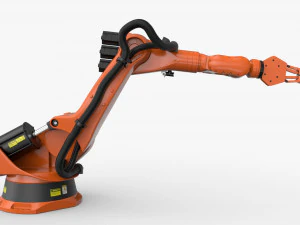 kuka 210 2 cinema 4d rigged industrial robotic arm 3D Model