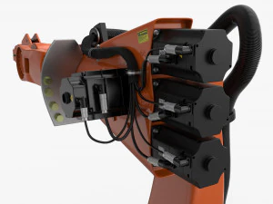 kuka 210 2 cinema 4d rigged industrial robotic arm 3D Model