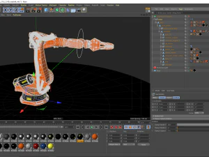 kuka 210 2 cinema 4d rigged industrial robotic arm 3D Model