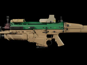 fn scar-h with equipments 3D Model