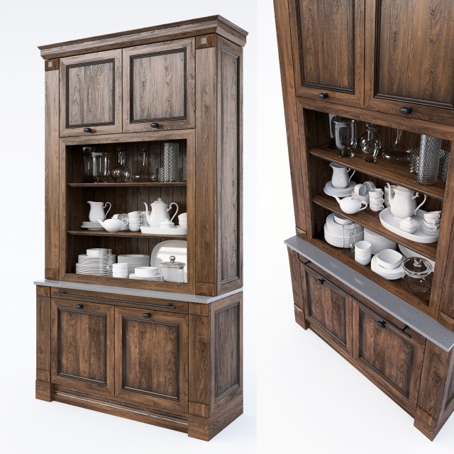 sideboard with dishes villeroy boch Model 3D .c4d .max .obj .3ds .fbx .stl .blend