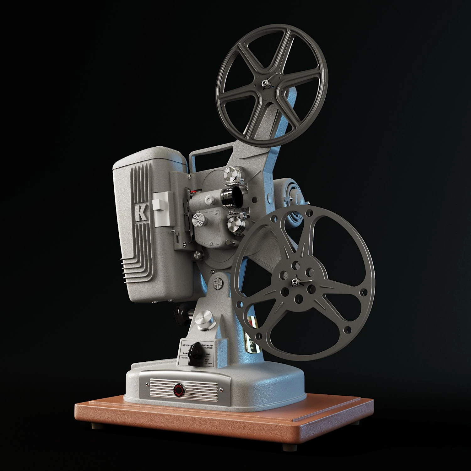 keystone 109d 8mm cinema projector 3D Model .c4d .max .obj .3ds .fbx .stl .blend 