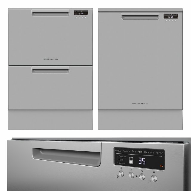 dishwasher fisherpaykel dd60dchx9 dw60fc2x1 3D Model .c4d .max .obj .3ds .fbx .stl .blend 