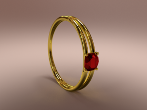 gold ring with rubin 3D Модель