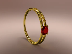gold ring with rubin 3D Model