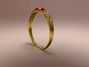 Goldring mit Rubin 3D Modell