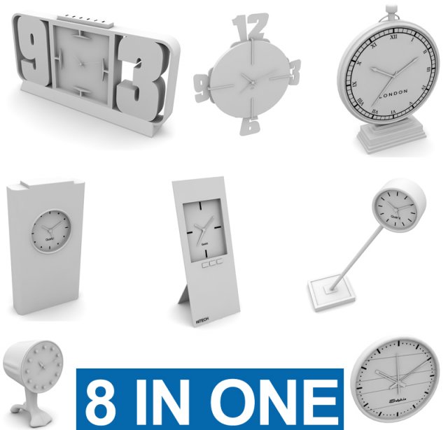 table clock Model 3D .c4d .max .obj .3ds .fbx .stl .blend 