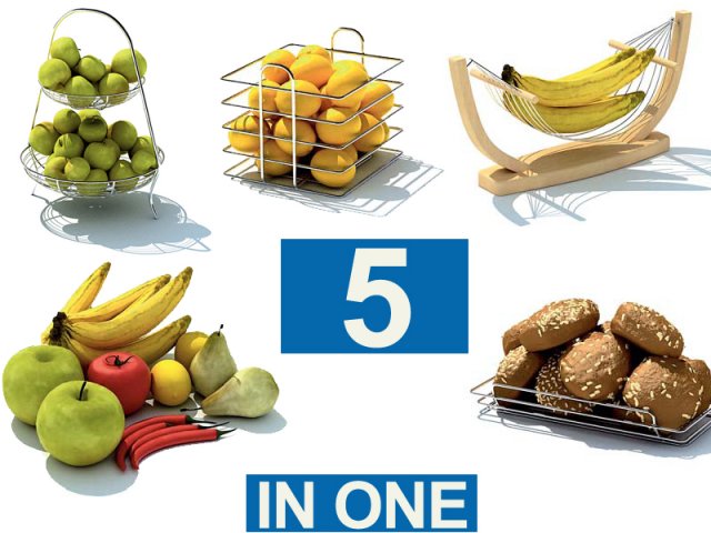fruit basket 3D 모델 .c4d .max .obj .3ds .fbx .stl .blend 