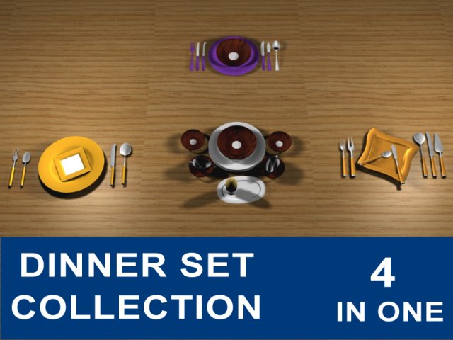 dinner set 3D Model .c4d .max .obj .3ds .fbx .stl .blend 
