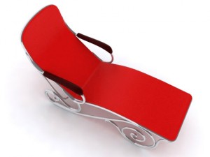 red beach lounge chair 3D Model