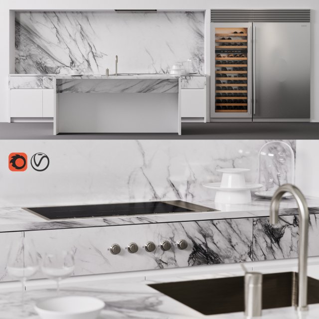 brutal kitchen piet boon marble 3D 模型 .c4d .max .obj .3ds .fbx .stl .blend 