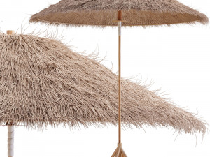bamboo umbrella with banana leaf Modello 3D
