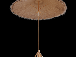 bamboo umbrella with banana leaf Model 3D