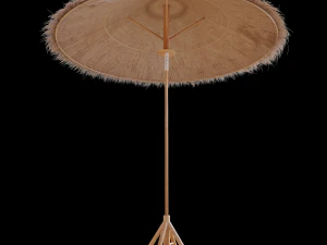 bamboo umbrella with banana leaf 3D Model
