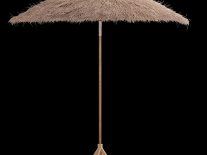 bamboo umbrella with banana leaf Model 3D
