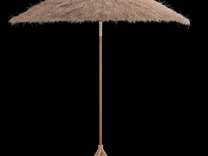 bamboo umbrella with banana leaf 3D Model