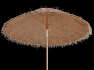 bamboo umbrella with banana leaf Model 3D