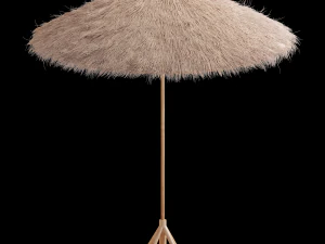 bamboo umbrella with banana leaf 3D Model