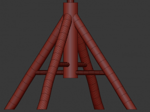 bamboo umbrella with banana leaf Model 3D