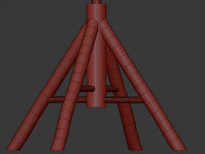 bamboo umbrella with banana leaf 3D Model