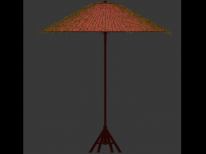 bamboo umbrella with banana leaf Model 3D
