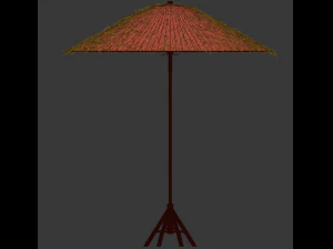 bamboo umbrella with banana leaf 3D Model