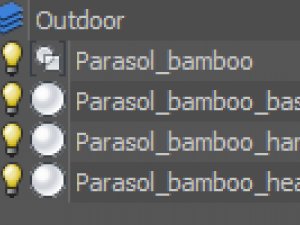 bamboo umbrella with banana leaf Model 3D