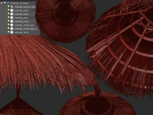 бамбуковый зонтик 3D Модель