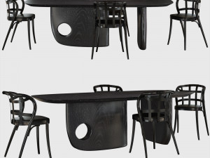 collage chair menhir table Modello 3D