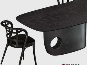 collage chair menhir table Model 3D