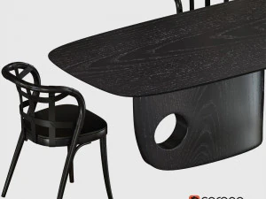 collage chair menhir table 3D Model