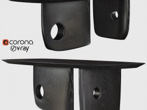 collage chair menhir table Model 3D