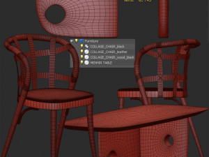 collage chair menhir table Model 3D