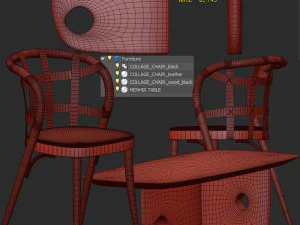 collage chair menhir table 3D Model