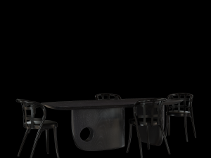 collage chair menhir table Model 3D