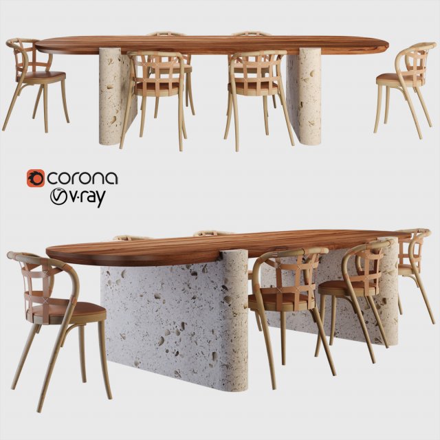 lavaca table and collage chair 3D-Modell .c4d .max .obj .3ds .fbx .stl .blend 