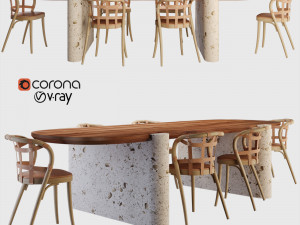 lavaca table and collage chair Modello 3D