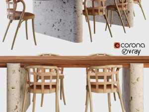 lavaca table and collage chair 3D Model