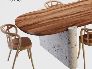 lavaca table and collage chair 3D Model
