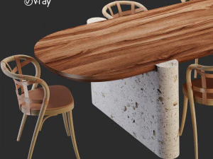 lavaca table and collage chair 3D Model