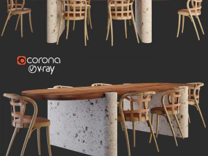 lavaca table and collage chair 3D Model