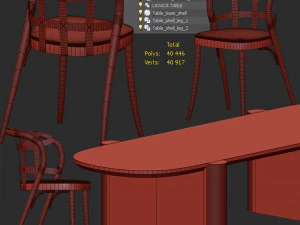 lavaca table and collage chair 3D Model