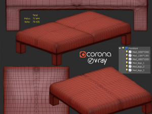 mod ottoman set 3D 모델