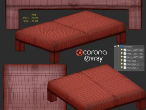 mod ottoman set 3D Model