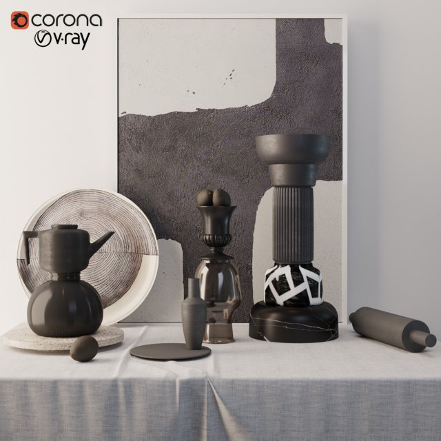 decorative set n1 3D 模型 .c4d .max .obj .3ds .fbx .stl .blend 
