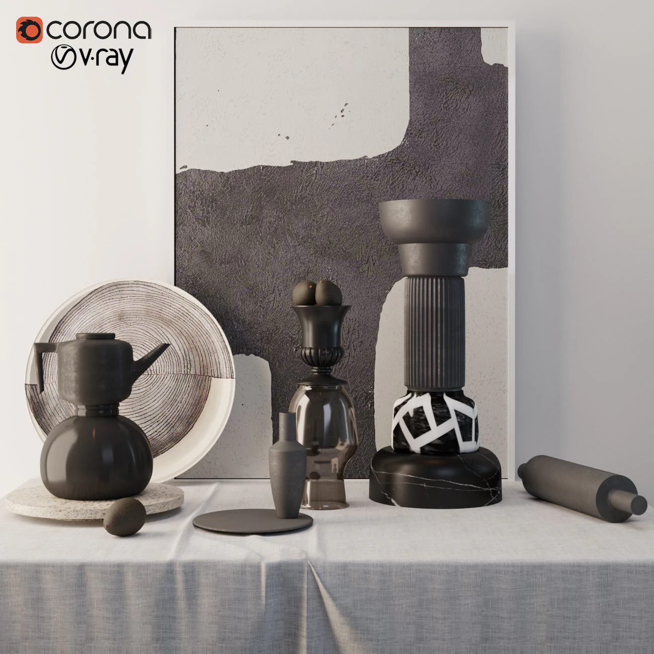 decorative set n1 3D Model .c4d .max .obj .3ds .fbx .stl .blend 